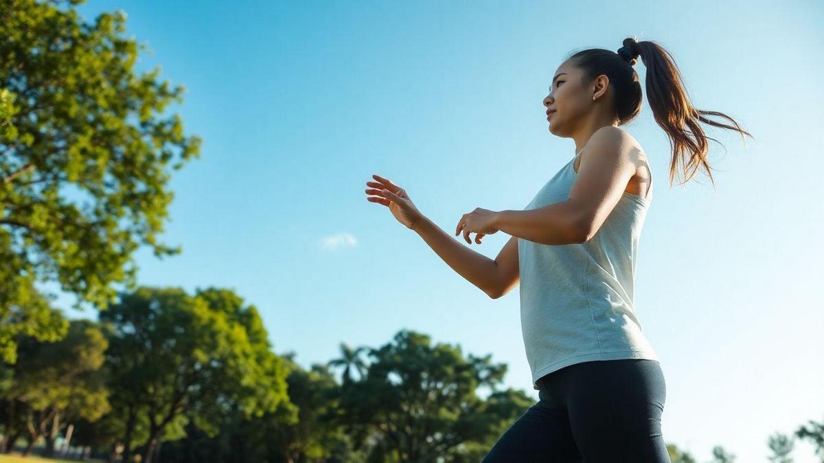mulher fazendo exercício ao ar livre